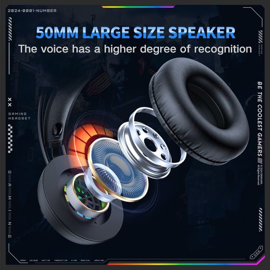 Onikkuma X88 Gaming slušalice s mikrofonom, RGB osvjetljenje, crne