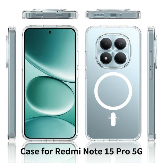 Magsafe Clear obal, Xiaomi Redmi Note 15 Pro 5G, průhledný