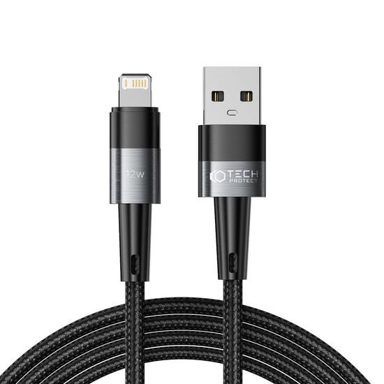 Tech-Protect UltraBoost Lightning kabel, 12W / 2,4 A, 2 m, sivi