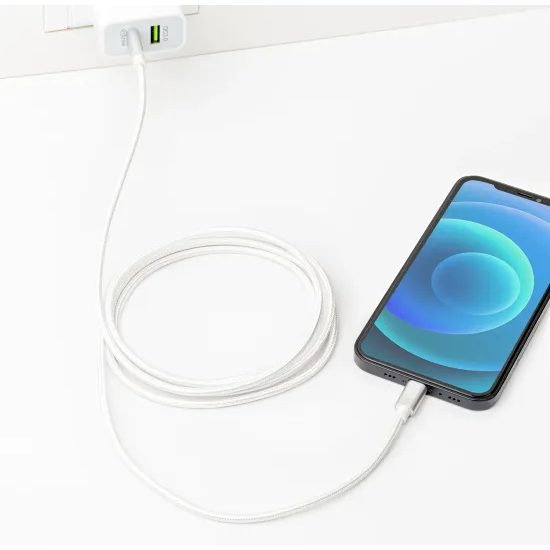 ER POWER Καλώδιο USB-C - Lightning, 2 m, λευκό