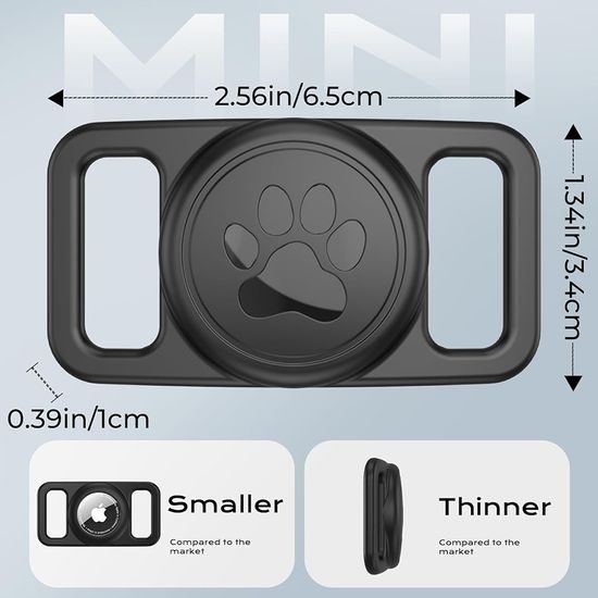 Techsuit BuddyGuard (DG1) Halsband Houder voor Apple AirTag - Zwart