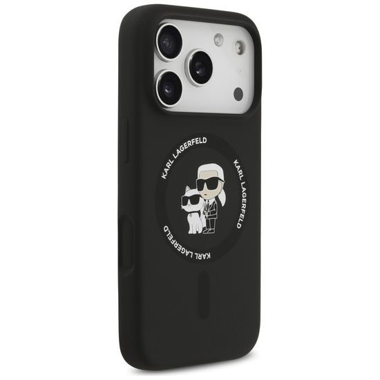 Karl Lagerfeld Siliconen Hoesje KC Body Ring - MagSafe geschikt - voor iPhone 17 Pro / 18 Pro - Zwart