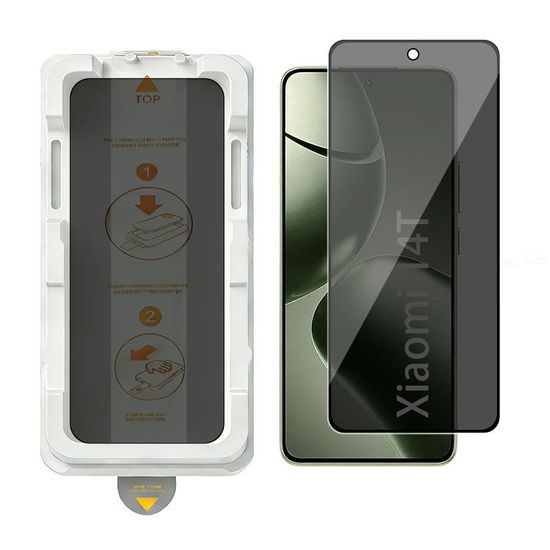 Wency Magic Box Privacy 5D Σκληρυμένο Γυαλί με εύκολη εφαρμογή, Xiaomi 14T, μαύρο
