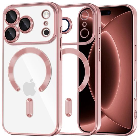 iPhone 17 Pro Max / 18 Pro Max ümbris – Techsuit Luxury Crystal MagSafe – roosa