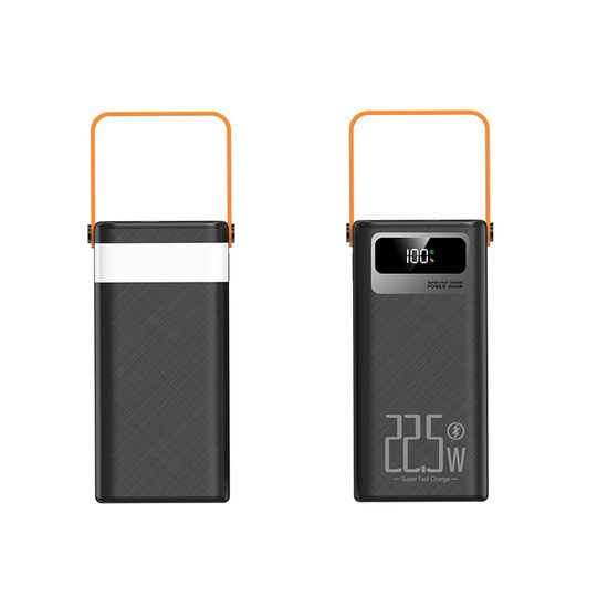 Power Bank 60.000 mAh, 22.5W PD, 4 USB + 2 καλώδια, LED φώτα, μαύρο