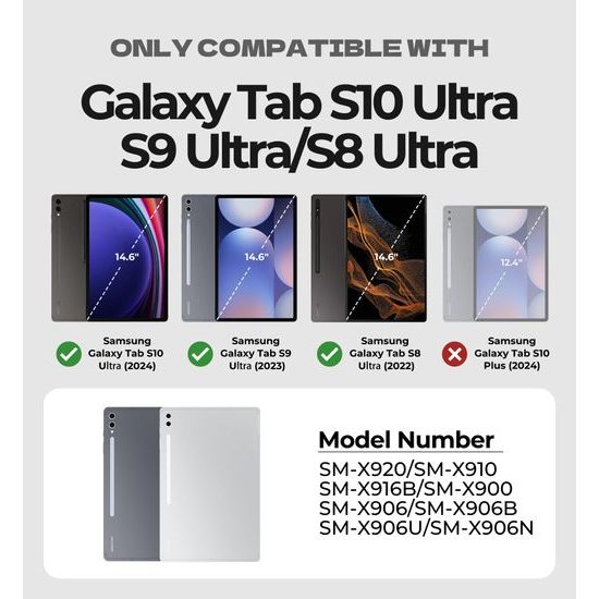 Dexnor 360 Rotirajuća maska, Samsung Galaxy Tab S8 Ultra / S9 Ultra / S10 Ultra, crna