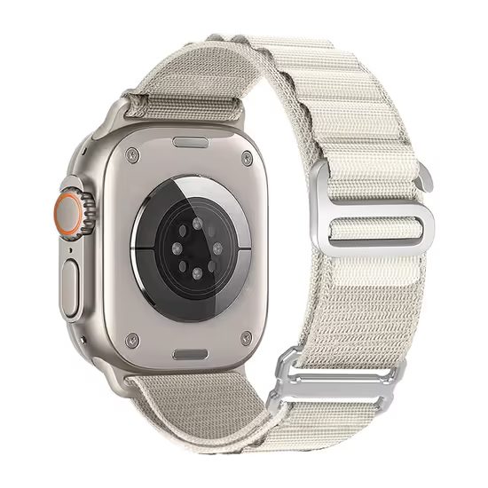 JP Νάιλον λουράκι Alpine Loop με μεταλλική αγκράφα, Apple Watch 1 / 2 / 3 / 4 / 5 / 6 / 7 / 8 / 9 / 10 / SE 1 / 2 / 3 (38 / 40 / 41 / 42 mm), λευκό