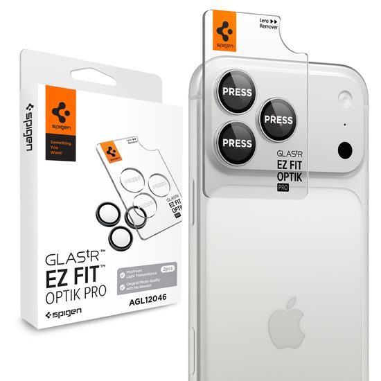 Spigen Optik.TR Ez Fit (AGL12046), ochrana fotoaparátu, 2 kusy, iPhone 18 Pro / 18 Pro Max, stříbrná