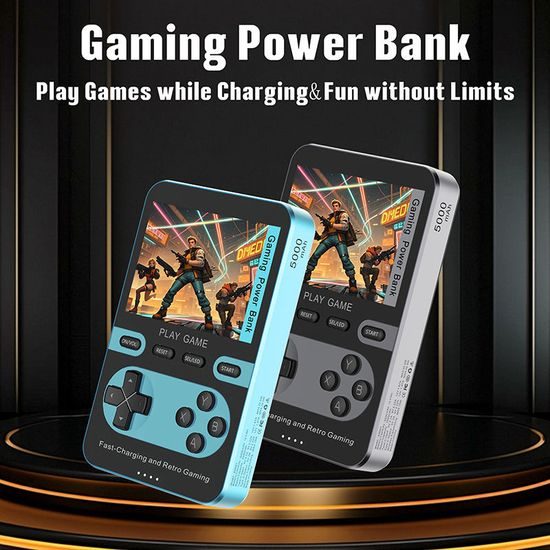 2σε1 Ρετρό κονσόλα παιχνιδιών με MagSafe powerbank, 5000 mAh, 15W ασύρματη φόρτιση, γκρι