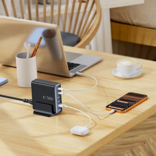 Tech-Protect DC160W-GAN φορτιστής 6 θυρών PD 160W / QC3.0, μαύρος