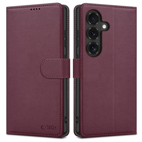 Tech-Protect Wallet Schutzhülle für Samsung Galaxy S26 FE - Kunstleder Handyhülle mit Kartenfach - Weinrot