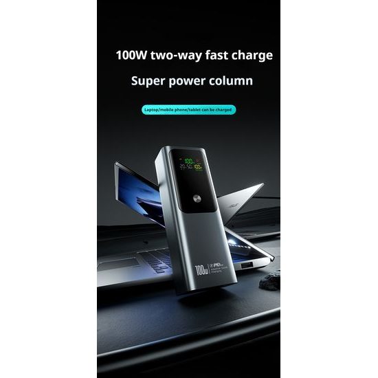 Συμπαγής power bank για γρήγορη φόρτιση laptop, 100W, 20.000 mAh, μαύρο