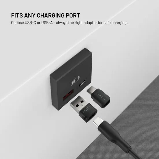 Alumínium adatblokkoló FIXED 2az1-ben, USB-C/C és USB-C/A, fekete