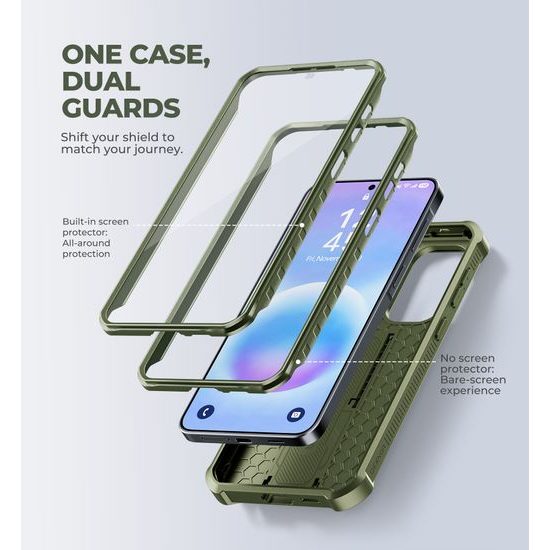 Samsung Galaxy A57 dėklas – Dexnor 360 Kickstand su kameros apsauga – žalia