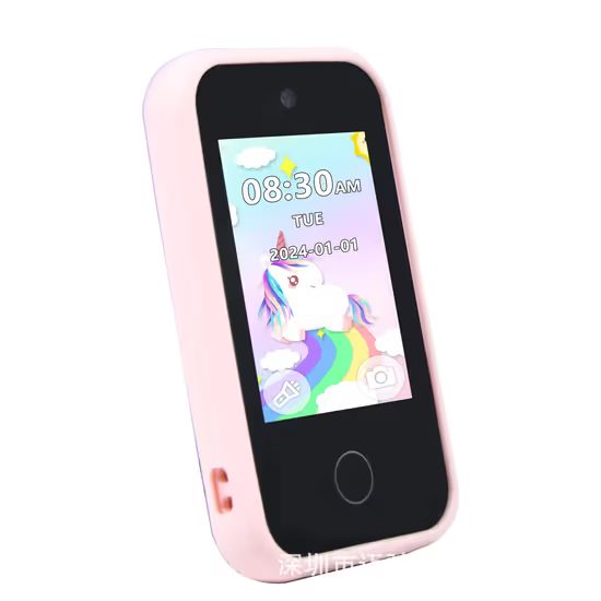 Pametni telefon za otroke z igrami, MP3, dvojno kamero in zaslonom na dotik, roza penguin