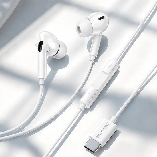 Blavec BHS-01 Bedrade In-Ear Oordopjes met Microfoon USB-C (DAC) - Wit