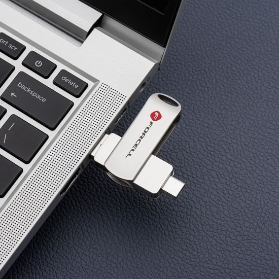 Forcell F-Data Metal Duo Pendrive 32GB (USB-A / USB-C), ασημί