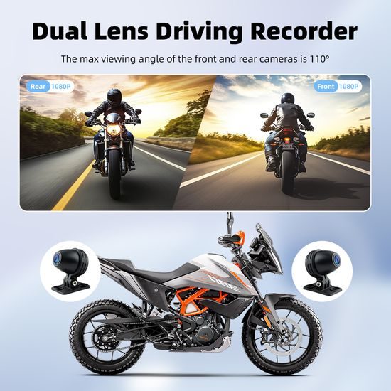 5" Motorfiets Display met Draadloze Apple CarPlay, Android Auto + DVR Camera's