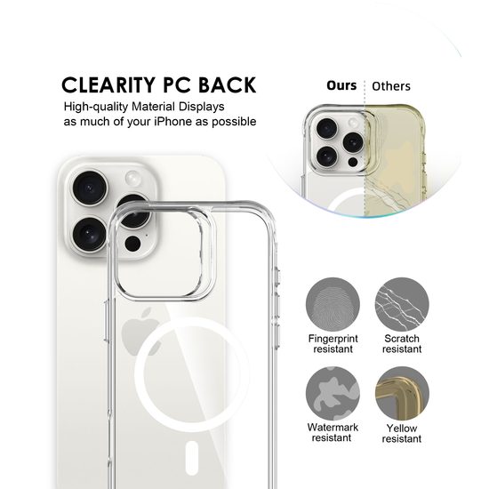 JP MagFit MagSafe Θήκη με Πιστοποίηση 3M SGS, iPhone 16 Pro Max, Διάφανη