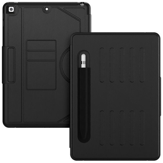 JP mágneses bőr táblagép tok, iPad 10.2 2019 / 2020 / 2021 (iPad 7 / 8 / 9), iPad 10.5 (2018), iPad Air 3 10.5 (2019), fekete színű.