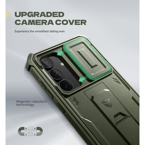 Dexnor 360 Kickstand Camprotector θήκη Samsung Galaxy S25 FE, πράσινη