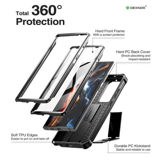 Dexnor 360 Kickstand Θήκη Samsung Galaxy S23 Ultra, Μαύρη