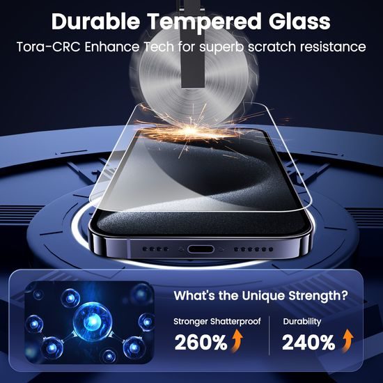 JP SimpleFlow Zaščitno kaljeno steklo, iPhone 15