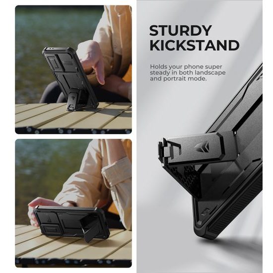 Dexnor 360 Kickstand Camprotector etui Samsung Galaxy A36, črn