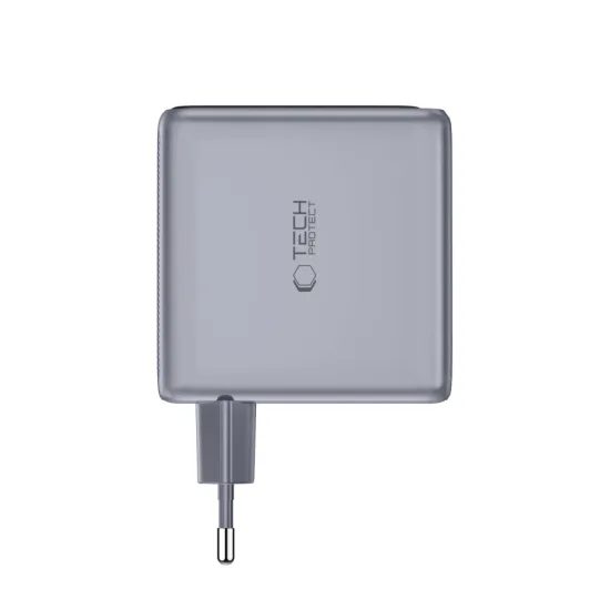 Tech-Protect Powervision NC140W-GAN 4portová nabíjačka, PD 140 W / QC 3.0, sivá