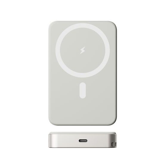 UltraThin MagSafe Powerbank 10000 mAh - PD20W + 15W Draadloos Opladen - Zilvergrijs