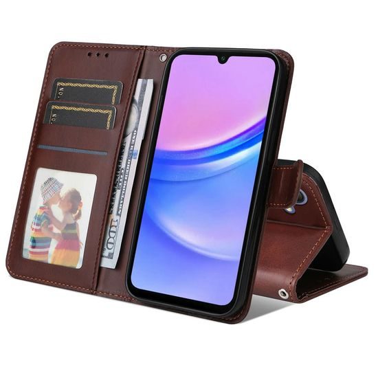 Samsung Galaxy A18 ümbris – Magnet Case nahkümbris – pruun