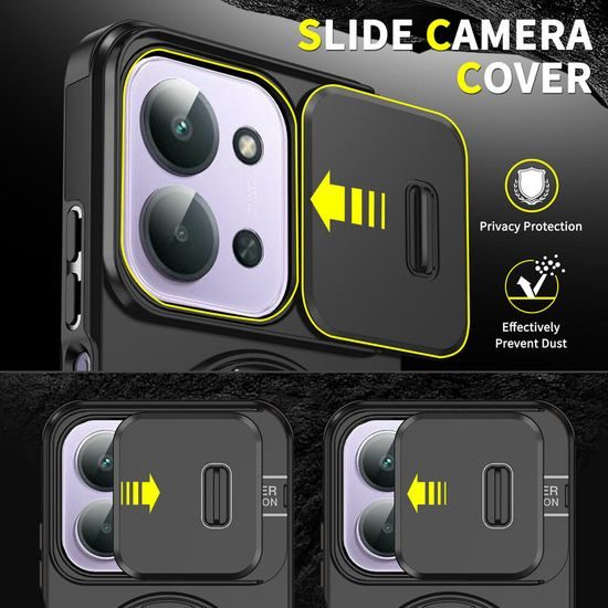 Θήκη Camslide Stand, Xiaomi Redmi 15C, μαύρη