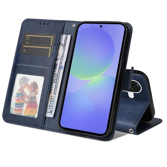 Magnet Schutzhülle für Samsung Galaxy A37 - Leder Handyhülle mit Magnetverschluss - Blau