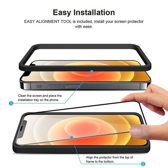 JP Full Pack Tvrdených skiel, 2x 3D sklo s aplikátorom + 2x sklo na šošovku, iPhone 12 Mini