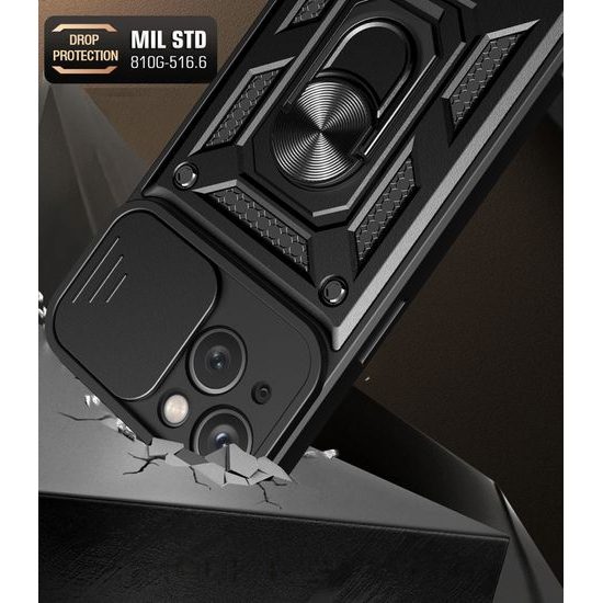 Υβριδική Θήκη Armor Camshield, iPhone 15 Plus, μαύρο