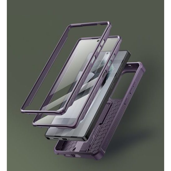 Dexnor 360 Kickstand Camprotector obal Samsung Galaxy S25 Ultra, fialový