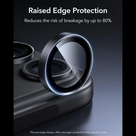 iPhone 18 Pro / 18 Pro Max kameros apsauginis stiklas – ESR Armorite grūdintas stiklas – juoda