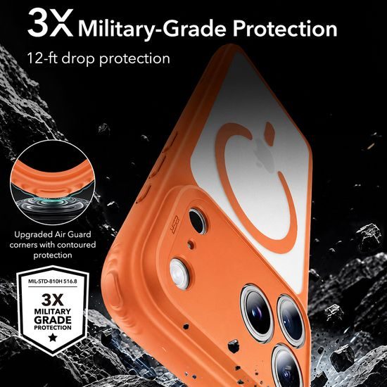 iPhone 17 Pro Max / 18 Pro Max vāciņš – ESR Classic Hybrid HaloLock MagSafe – oranžs