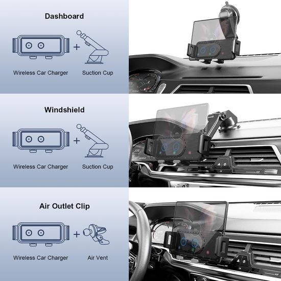 Supporto auto wireless dual 15W per telefoni pieghevoli, C37