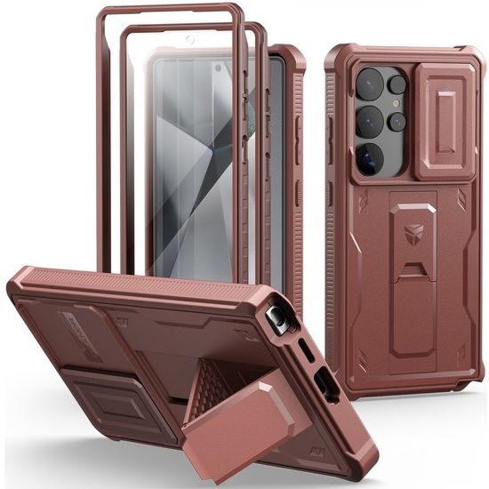 Dexnor 360 Kickstand Camprotector Θήκη Samsung Galaxy S25 Ultra, Βυσσινί