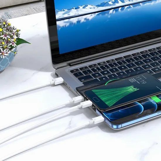 Καλώδιο Hoco 3σε1 USB - Lightning / Micro USB / USB-C, 1 μ, λευκό