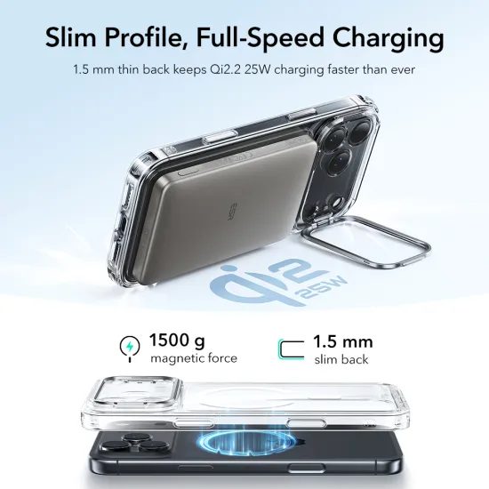 ESR Classic Hybrid Kickstand MagSafe, iPhone 17 Pro Max, transparent