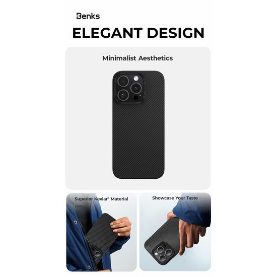 Benks Magnetic Armor Air Kevlar θήκη PC Frame, iPhone 16 Pro, μαύρη