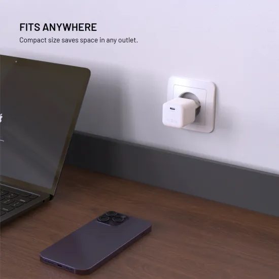 FIXED Mini GaN hálózati töltő, USB-C, PD 65W, fehér