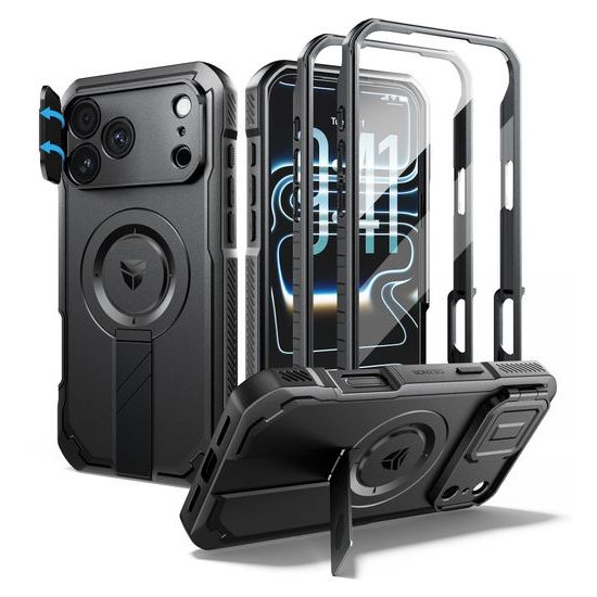 Dexnor MagSafe Case für iPhone 17 Pro Max / 18 Pro Max - 360° Kickstand mit Kameraschutz - Schwarz