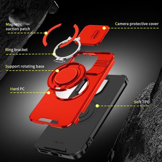 Θήκη Camslide Stand, Xiaomi 15T, κόκκινη