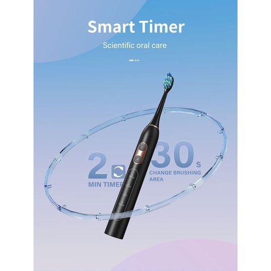 Sonisk elektrisk tandbørste med sæt på 8 børstehoveder, 42.000 vibrationer/min, 5 tilstande - Lyserød