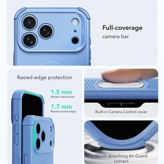 iPhone 17 Pro Max / 18 Pro Max vāciņš – ESR Cyber Halolock MagSafe aizsargvāciņš – gaiši zils