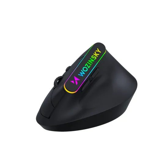 Wozinsky WMG-1164 Kabellose Ergonomische Gaming Maus für PC und Laptop - Vertikale Funkmaus mit 2.4 GHz und Bluetooth 5.0 - 3600 DPI - RGB Beleuchtung - Schwarz