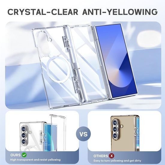 BiQiHR Schutzhülle + HD Schutzfolie für Samsung Galaxy Z Fold7 - 360° Schutz mit Panzerglas und Ständer - Transparent